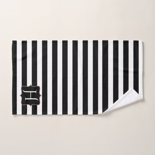 Ensemble de serviettes de bain à rayures noir et b (Serviette à main)