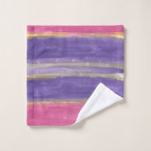 Ensemble de serviettes de bain à rayures roses et (Gant de toilette)