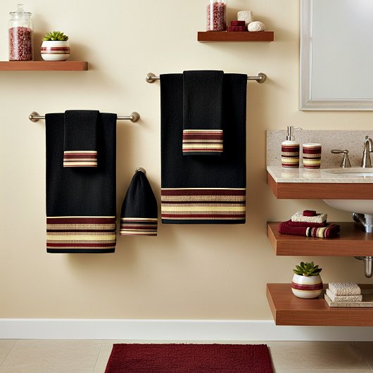 Ensemble de serviettes de bain à rayures texturées