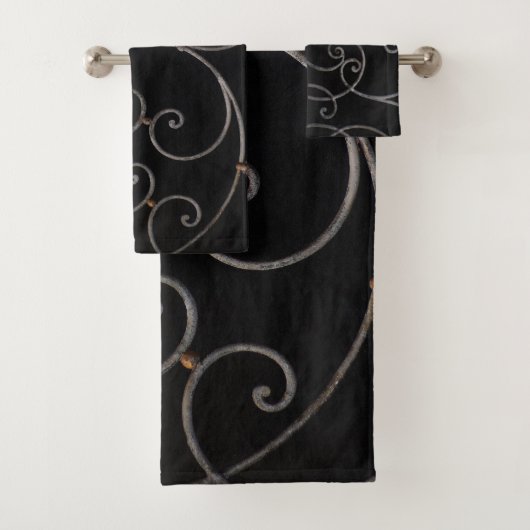 Ensemble de serviettes de bain à tourbillons noir/ (En situation)