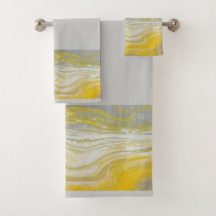 Ensemble de serviettes de bain Abstrait gris et ja