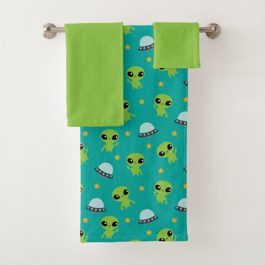 Ensemble de serviettes de bain Aliens (En situation)