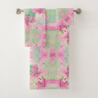Ensemble de serviettes de bain - Aquarelle rose Ly