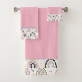 Ensemble de serviettes de bain arc-en-ciel pastel (En situation)
