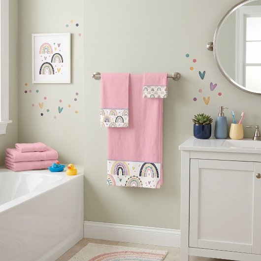 Ensemble de serviettes de bain arc-en-ciel pastel