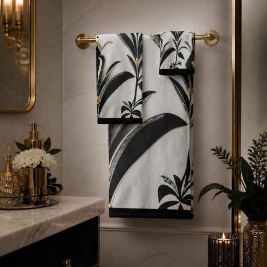 Ensemble de serviettes de bain Art Déco à fleurs B