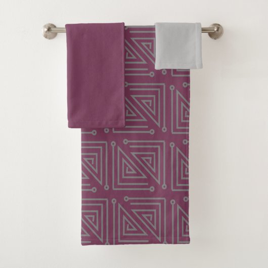 Ensemble de serviettes de bain Art Déco Gray Mazes (En situation)