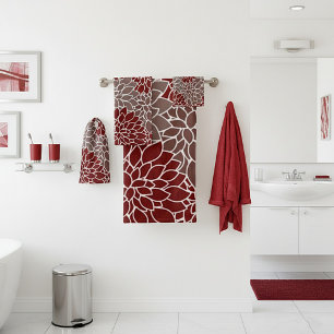 Ensemble de serviettes de bain aux dahlias rouges