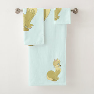 Ensemble de serviettes de bain avec chat jaune