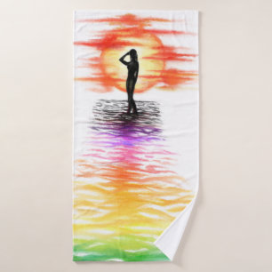Ensemble de serviettes de bain avec Femme au lever