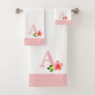 Ensemble de serviettes de bain avec monogramme ros
