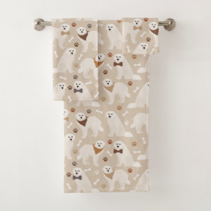 Ensemble de serviettes de bain avec pattes et os d