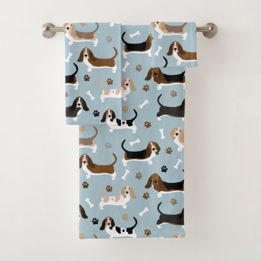 Ensemble de serviettes de bain Basset Hound Chig B (En situation)