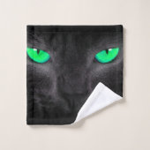 Ensemble de serviettes de bain Black Cat Green Eye (Gant de toilette)