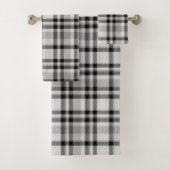 Ensemble de serviettes de bain blanc et gris noir (En situation)