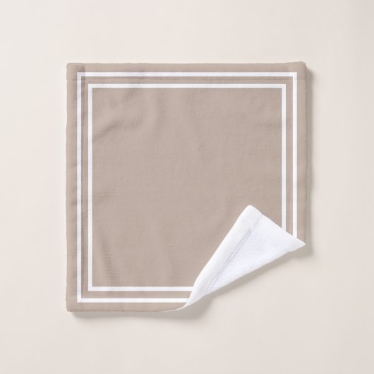 Ensemble De Serviettes De Bain Blanc Et Taupe Mono (Gant de toilette)