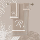 Ensemble De Serviettes De Bain Blanc Et Taupe Mono