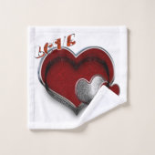 Ensemble de serviettes de bain blanc magique Heart (Gant de toilette)