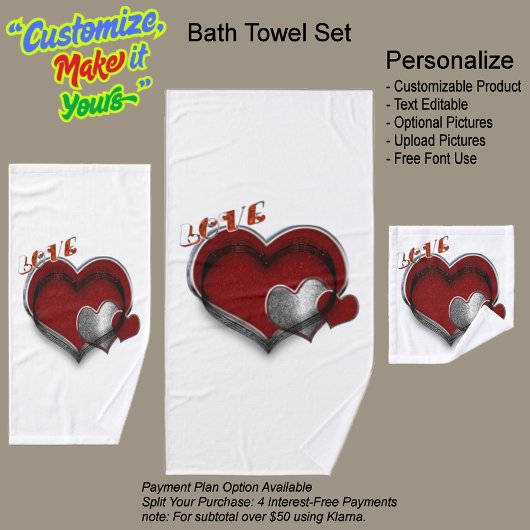 Ensemble de serviettes de bain blanc magique Heart