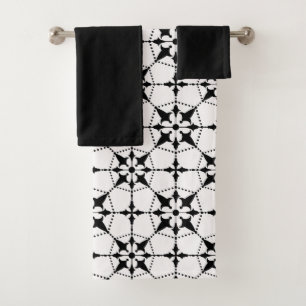 Ensemble de serviettes de bain blanc Motif noir gé