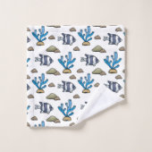 Ensemble de serviettes de bain bleu corail et pois (Gant de toilette)