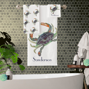 Ensemble de serviettes de bain bleu et vert crabe