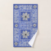 Ensemble de serviettes de bain bleu gris floral (Serviette à main)