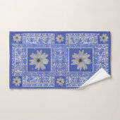 Ensemble de serviettes de bain bleu gris floral (Serviette à main)