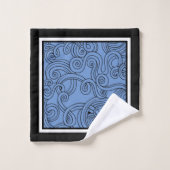 Ensemble de serviettes de bain bleu noir et blanc (Gant de toilette)