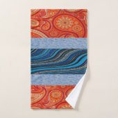 Ensemble de serviettes de bain bleu orange (Serviette à main)