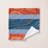 Ensemble de serviettes de bain bleu orange (Gant de toilette)