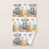 Ensemble de serviettes de bain bleu Teddy Bear Boy (Serviette à main)