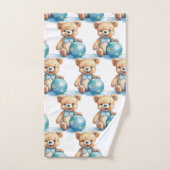 Ensemble de serviettes de bain bleu Teddy Bear Boy (Serviette à main)