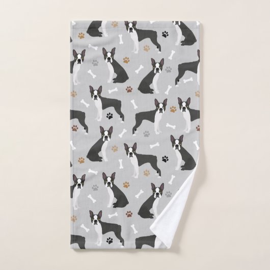Ensemble de serviettes de bain Boston Terrier Bone (Serviette à main)