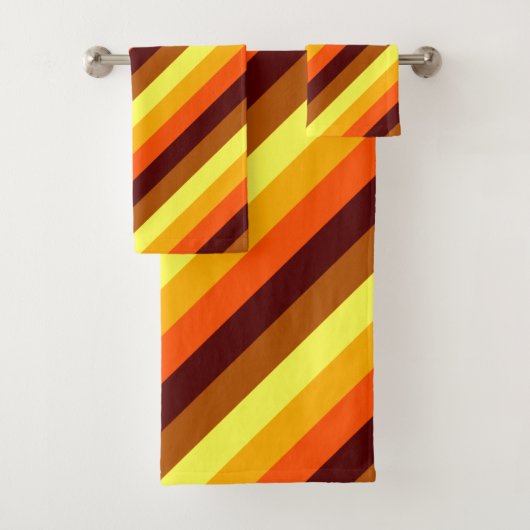 Ensemble De Serviettes De Bain Brown Orange Jaune (En situation)