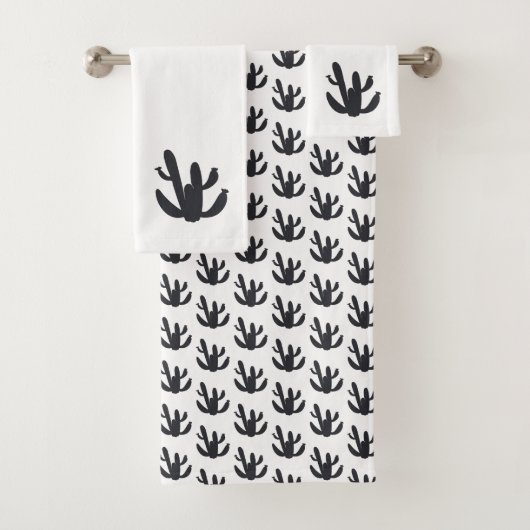 Ensemble de serviettes de bain Cactus Plante Black (En situation)