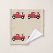 Ensemble de serviettes de bain camion rouge et vac (Gant de toilette)