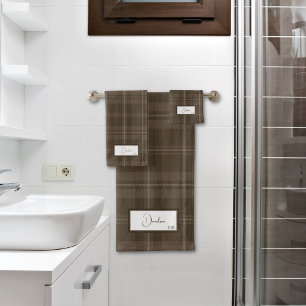 Ensemble de serviettes de bain carreaux brun foncé