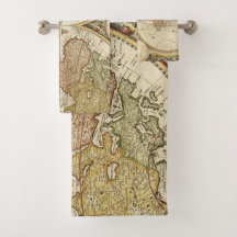Ensemble de serviettes de bain carte du monde vint