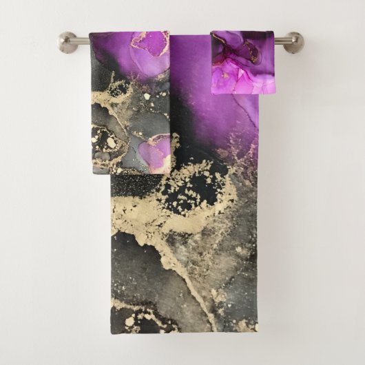 Ensemble de serviettes de bain céleste noir rose o (En situation)