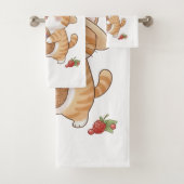 Ensemble de serviettes de bain Chat Kawaii & Baies (En situation)