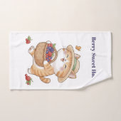 Ensemble de serviettes de bain Chat Kawaii & Baies (Serviette à main)