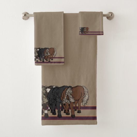 Ensemble de serviettes de bain Chevaux par figdewd (En situation)