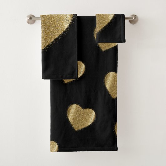 Ensemble de serviettes de bain coeur Valentine Gol (En situation)