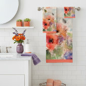 Ensemble de serviettes de bain coquelicots aquarel