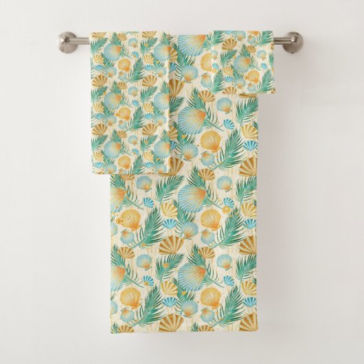 Ensemble de serviettes de bain Coquillages pastel (En situation)