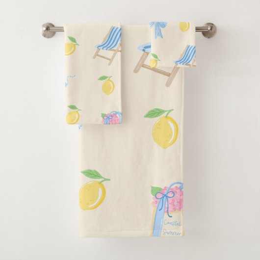 Ensemble de serviettes de bain côtières à nœud pap (En situation)
