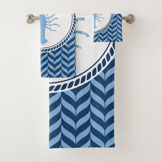 Ensemble de serviettes de bain côtières au bleu na (En situation)