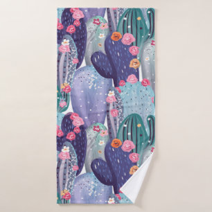 Ensemble de serviettes de bain couleur Motif Cactu