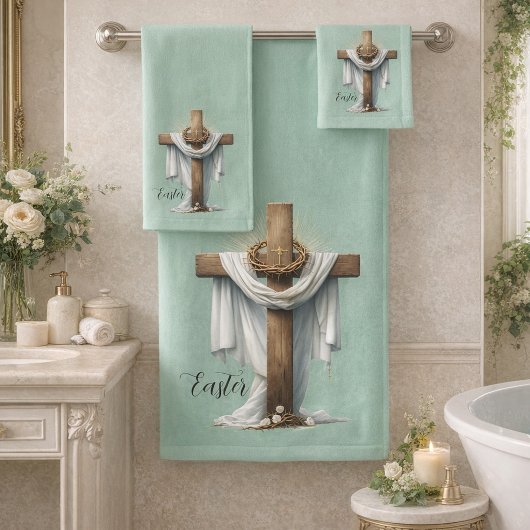 Ensemble de serviettes de bain croix et florales